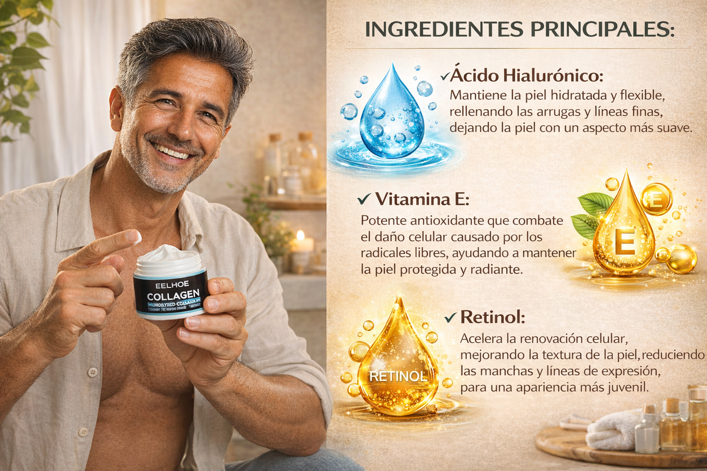 EELHOE  COLLAGEN - Crema Antiarrugas Para Hombre